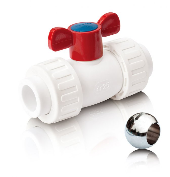 Шаровой кран ППР для горячей воды с шариком из латуни и двумя ...