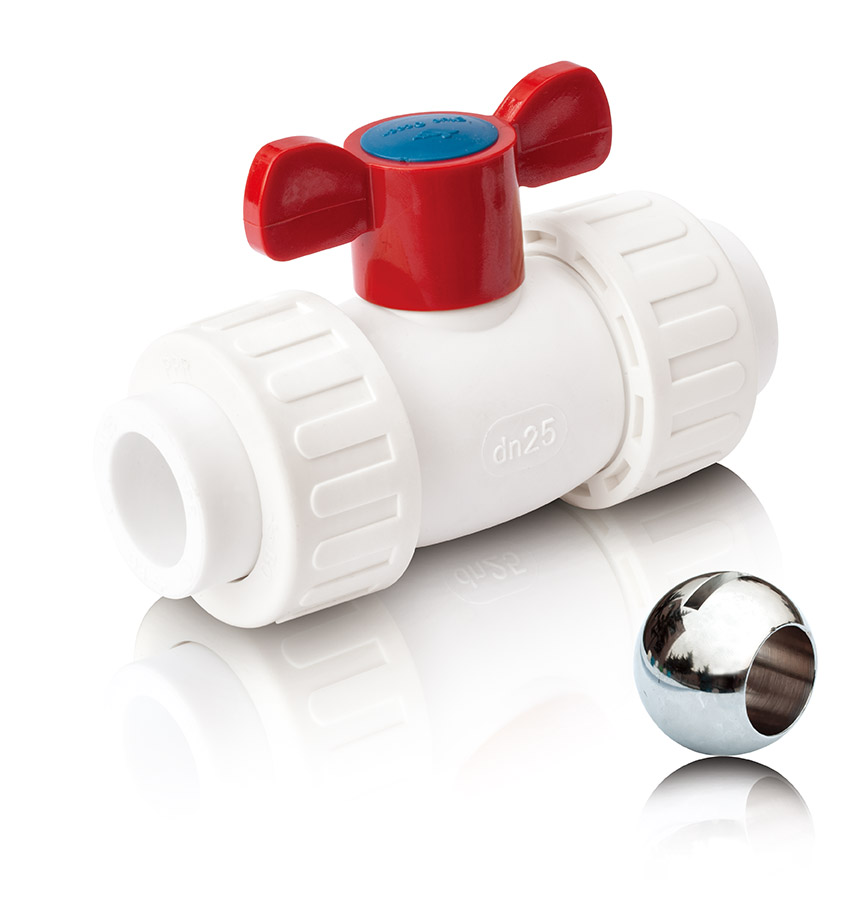 Шаровой кран ППР для горячей воды с шариком из латуни и двумя ...